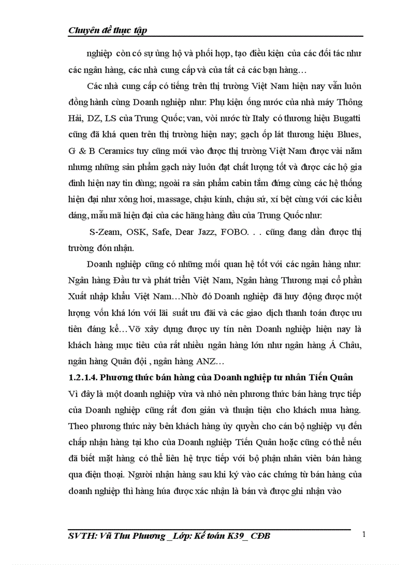 image for page Hoàn thiện kế toán bán hàng và xác định kết quả tại Doanh nghiệp tư nhân Tiến Quân 1