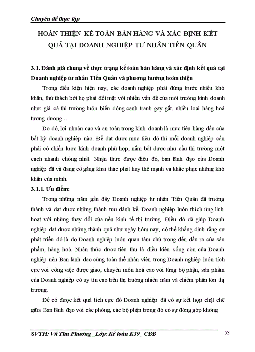 image for page Hoàn thiện kế toán bán hàng và xác định kết quả tại Doanh nghiệp tư nhân Tiến Quân 1