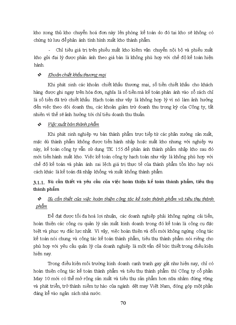 image for page Hoàn thiện công tác kế toán thành phẩm và tiêu thụ thành phẩm tại Công ty cổ phần May 10 1