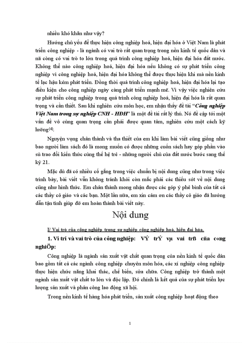 Công nghiệp Việt Nam trong sự nghiệp CNH HĐH 1