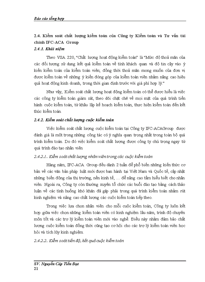 image for page Đặc điểm tổ chức kiểm toán của Công ty Kiểm toán và Tư vấn tài chính IFC ACA Group 1