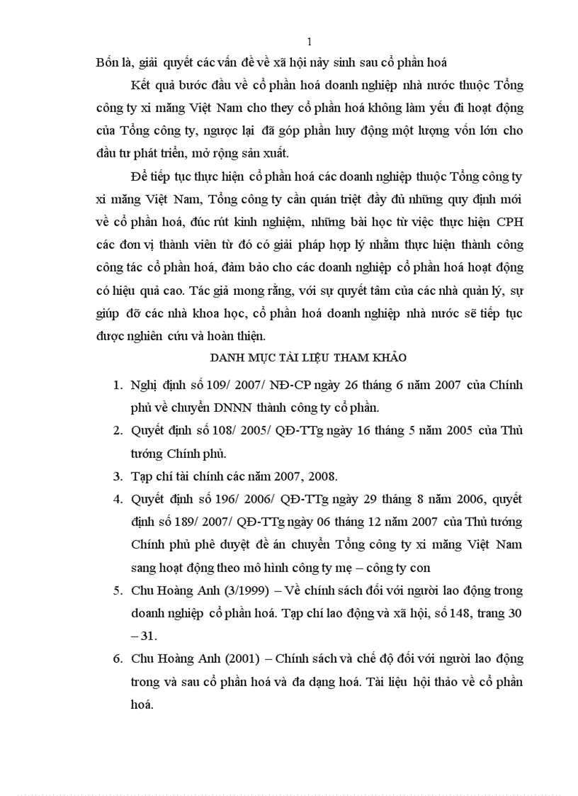 image for page Đẩy mạnh cổ phần hoá doanh nghiệp thuộc Tổng công ty Xi măng Việt Nam nhằm đáp ứng yêu cầu phát triển kinh tế thị trường ở Việt Nam