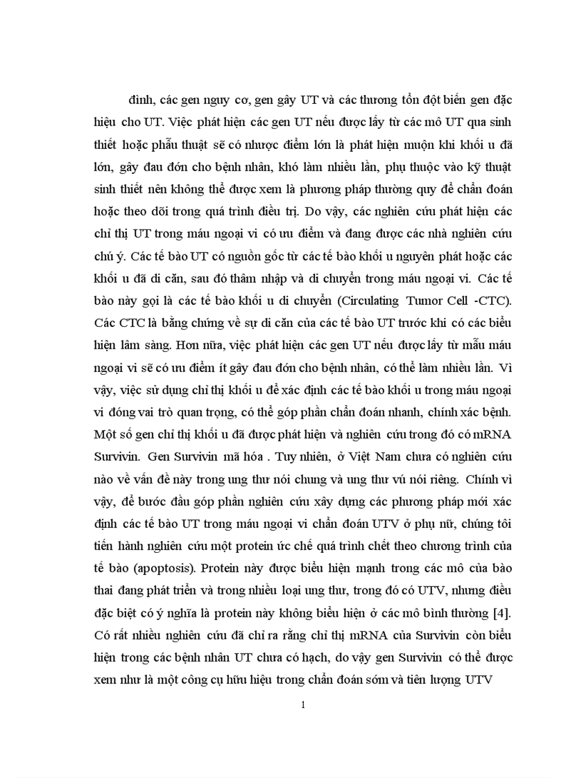 Nghiên cứu phát hiện gen Survivin từ các tế bào ung thư vú lưu hành trong máu ngoại vi 1