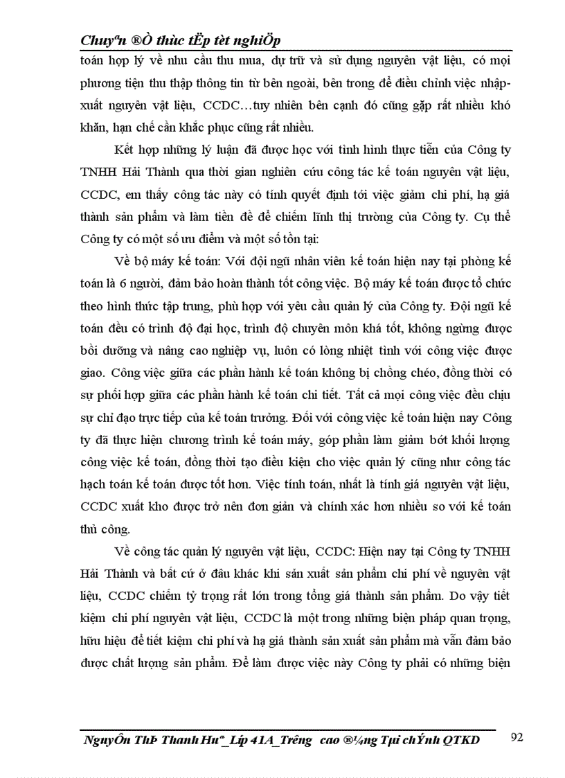 image for page Công tác kế toán nguyên liệu vật liệu và công cụ dụng cụ tại Công ty TNHH Hải Thành