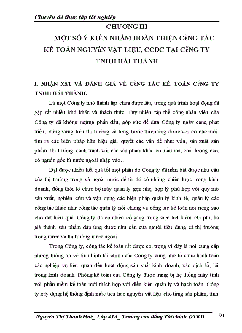 image for page Công tác kế toán nguyên liệu vật liệu và công cụ dụng cụ tại Công ty TNHH Hải Thành