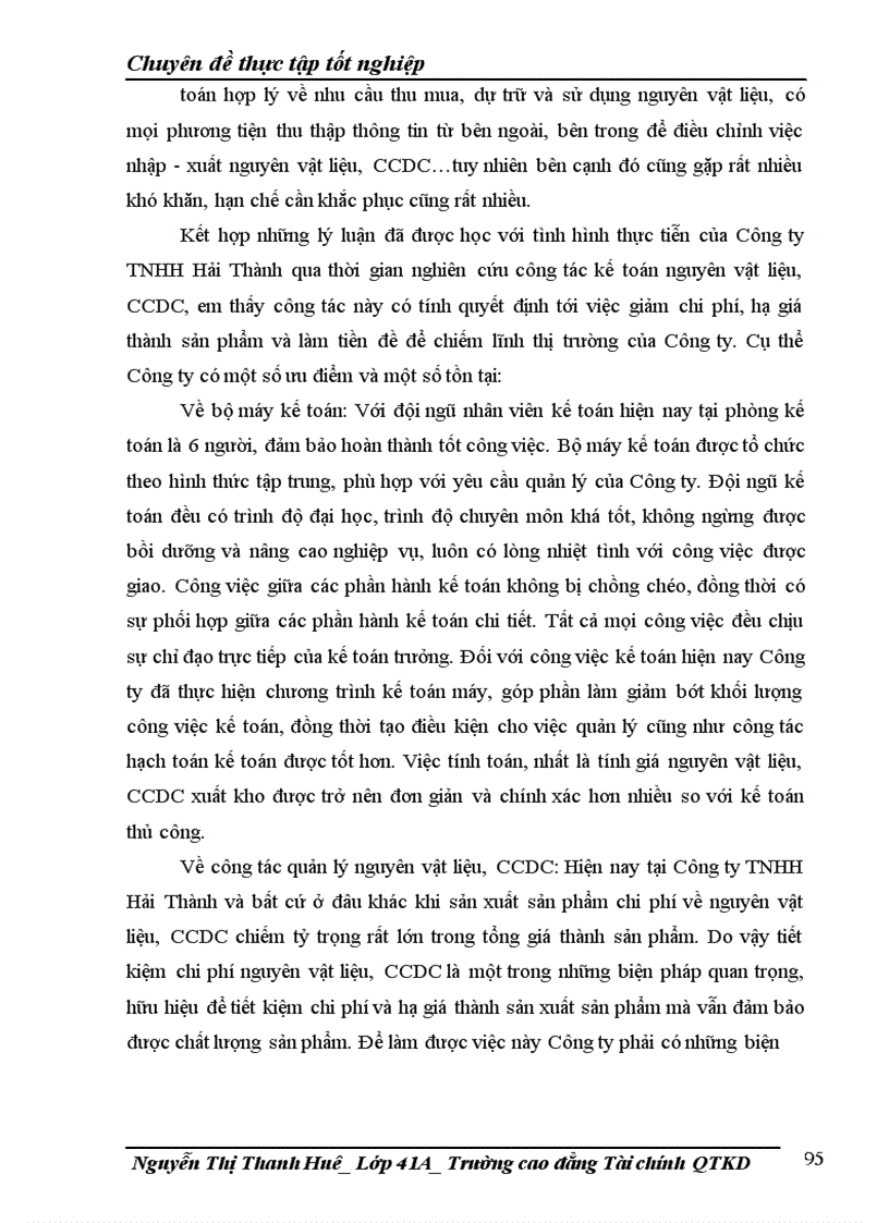 image for page Công tác kế toán nguyên liệu vật liệu và công cụ dụng cụ tại Công ty TNHH Hải Thành