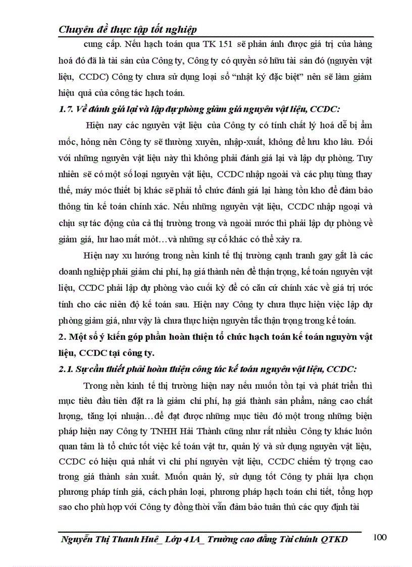 image for page Công tác kế toán nguyên liệu vật liệu và công cụ dụng cụ tại Công ty TNHH Hải Thành