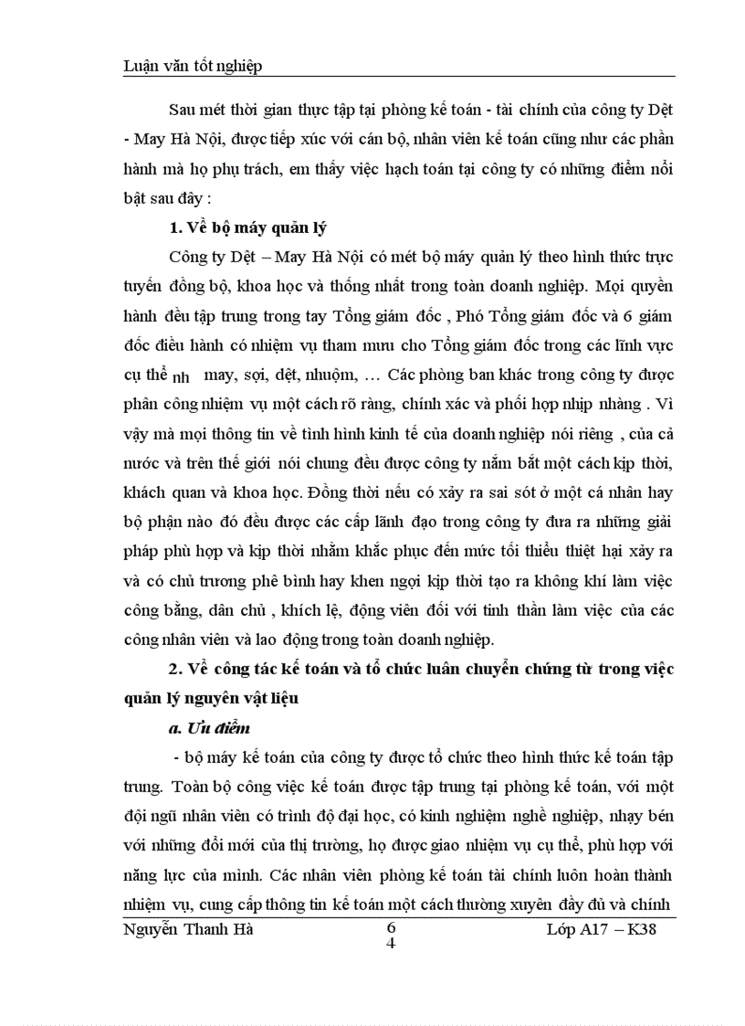 image for page Hạch toán nguyên vật liệu tại Công ty Dệt May Hà Nội 1