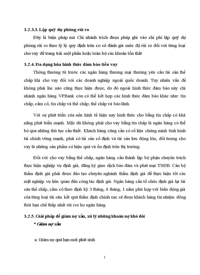 image for page Giải pháp phòng ngừa và hạn chế rủi ro tín dụng tại ngân hàng VPBank Lý Nam Đế