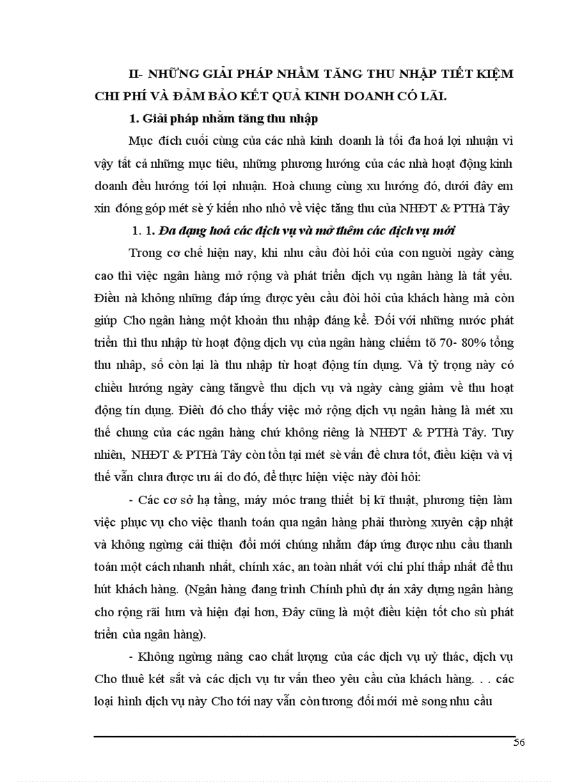 image for page Một số ý kiến về tăng thu tiết kiệm chi phí nhằm nâng cao hiệu quả kinh doanh tại NHĐT PT Hà Tây 1