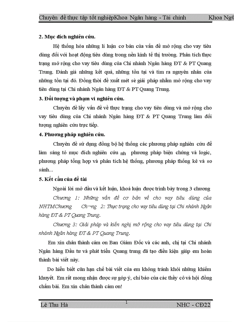 image for page Mở rộng cho vay tiêu dùng tại Chi nhánh Ngân hàng ĐT PT Quang Trung