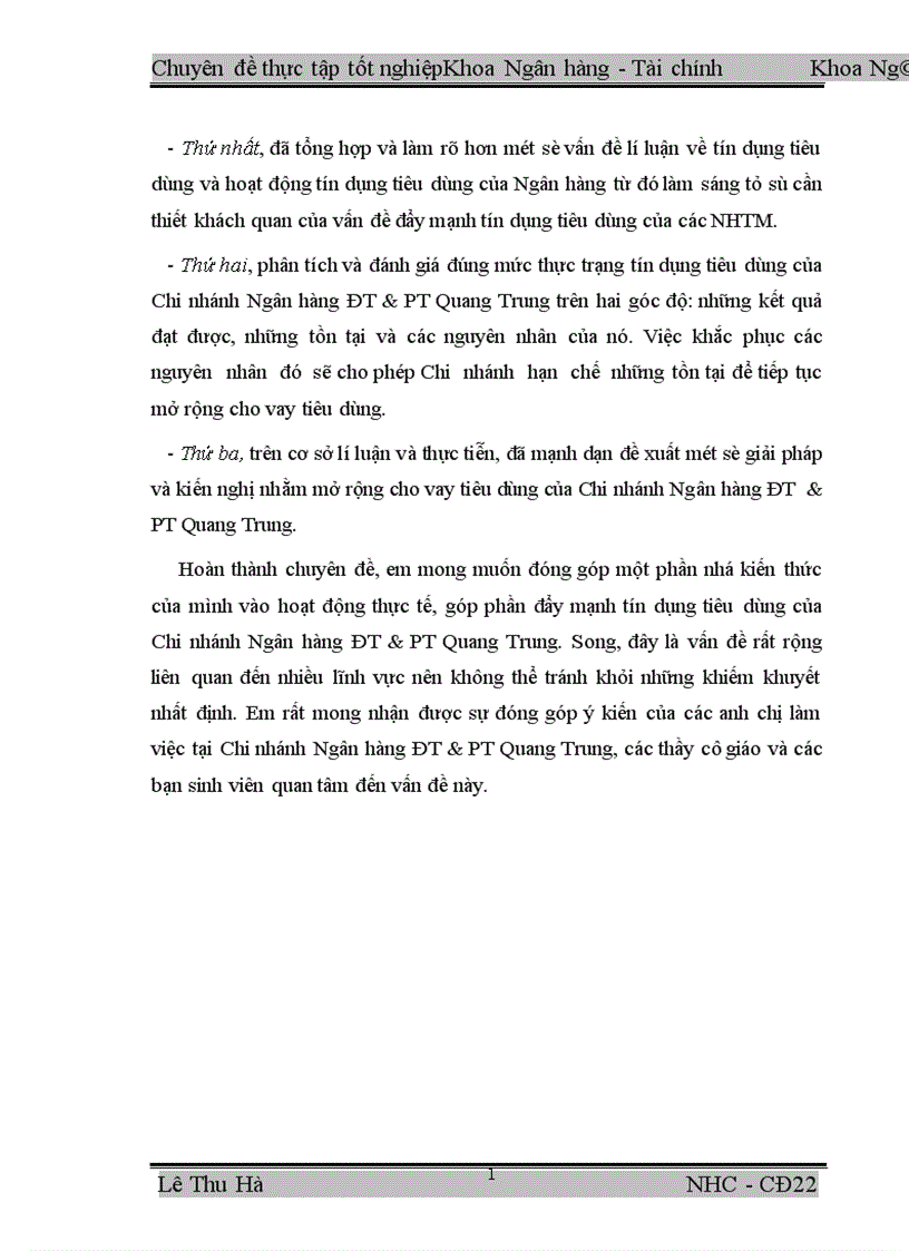 image for page Mở rộng cho vay tiêu dùng tại Chi nhánh Ngân hàng ĐT PT Quang Trung