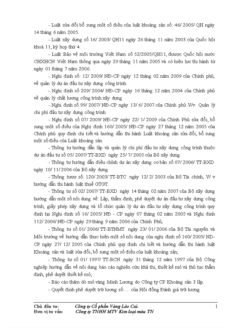 image for page Thiết kế kỹ thuật bản vẽ thi công công trình khai thác tuyển quặng vàng gốc và các công trình phụ trợ tại mỏ vàng Minh Lương 1