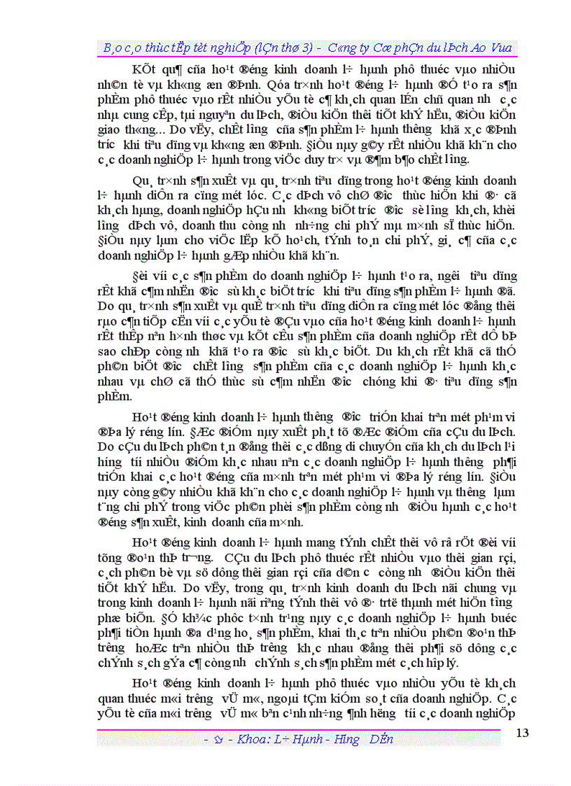 image for page Báo cáo thực tập tốt nghiệp lần thứ 3 Công ty Cổ phần du lịch Ao Vua