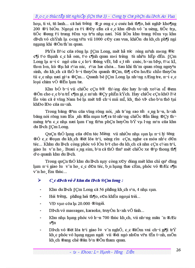 image for page Báo cáo thực tập tốt nghiệp lần thứ 3 Công ty Cổ phần du lịch Ao Vua