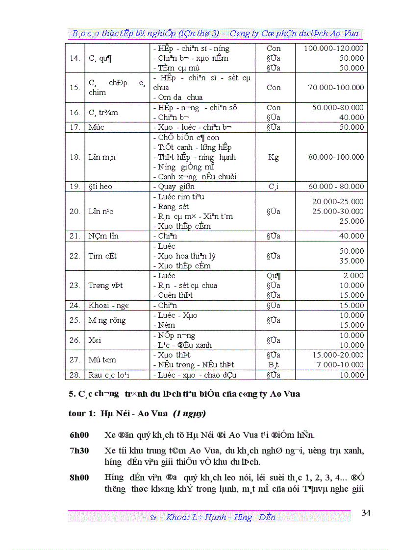 image for page Báo cáo thực tập tốt nghiệp lần thứ 3 Công ty Cổ phần du lịch Ao Vua