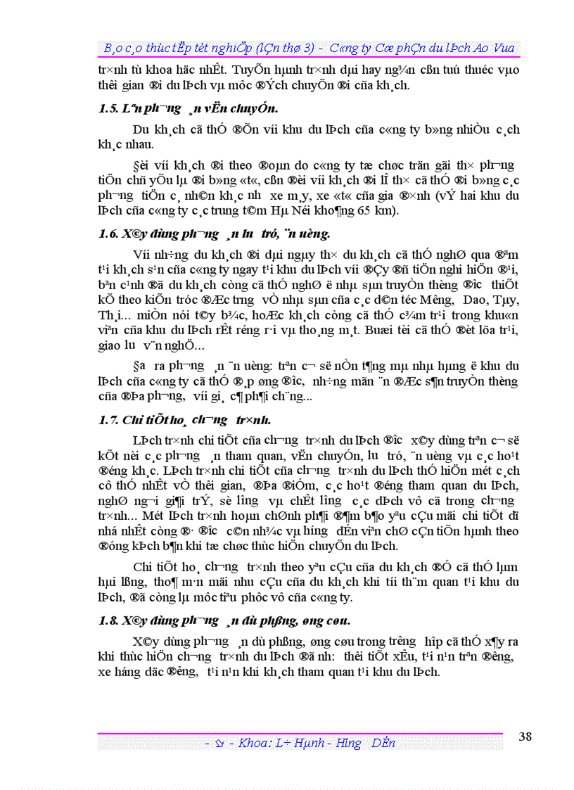 image for page Báo cáo thực tập tốt nghiệp lần thứ 3 Công ty Cổ phần du lịch Ao Vua