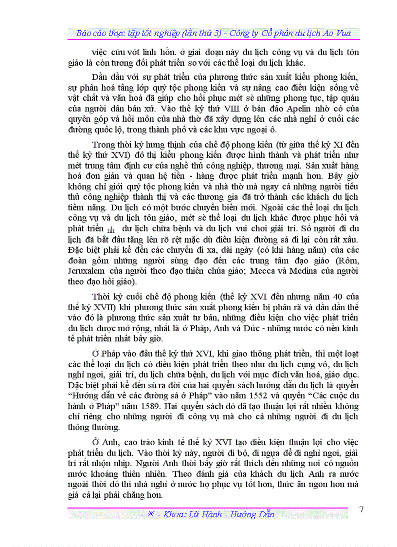 image for page Báo cáo thực tập tốt nghiệp lần thứ 3 Công ty Cổ phần du lịch Ao Vua