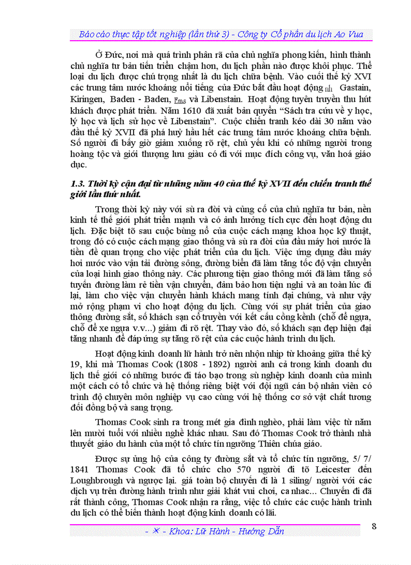 image for page Báo cáo thực tập tốt nghiệp lần thứ 3 Công ty Cổ phần du lịch Ao Vua