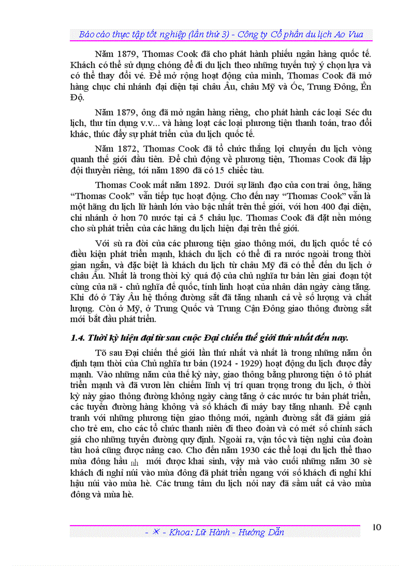 image for page Báo cáo thực tập tốt nghiệp lần thứ 3 Công ty Cổ phần du lịch Ao Vua