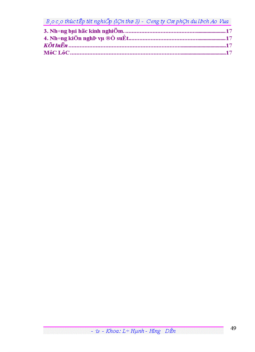 image for page Báo cáo thực tập tốt nghiệp lần thứ 3 Công ty Cổ phần du lịch Ao Vua