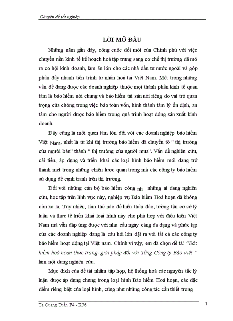 Bảo hiểm hoả hoạn thực trạng giải pháp đối với Tổng Công ty Bảo Việt 1