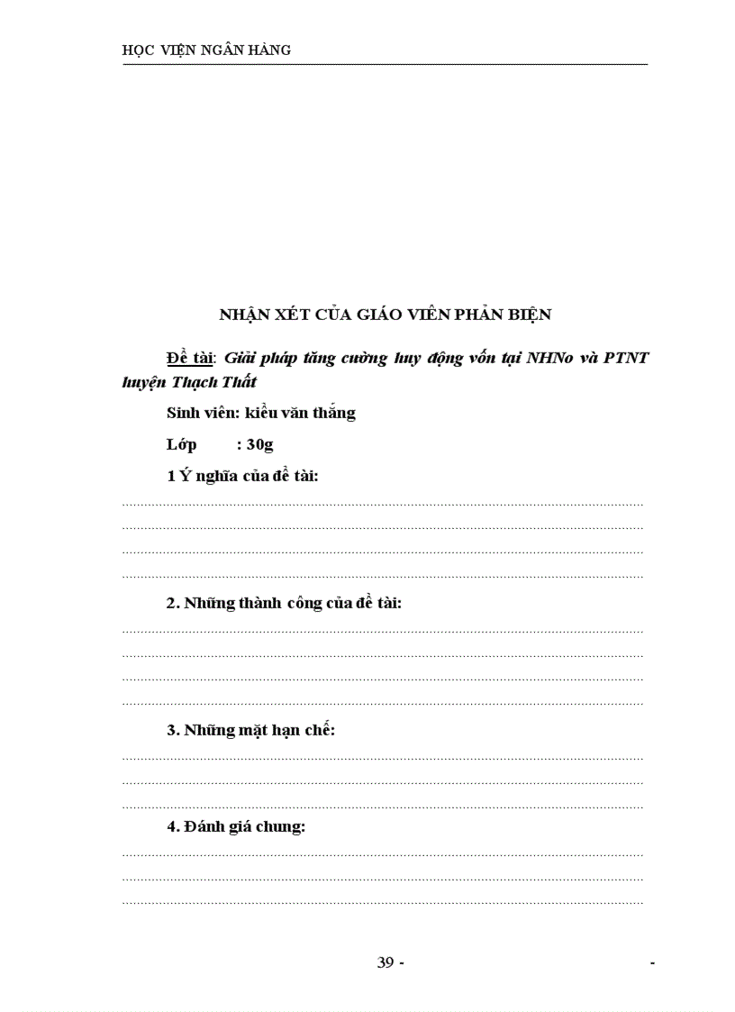 image for page Một số giải pháp và kiến nghị nhằm tăng cường công tác huy động vốn tại NHNo PTNT huyện Thạch Thất 1