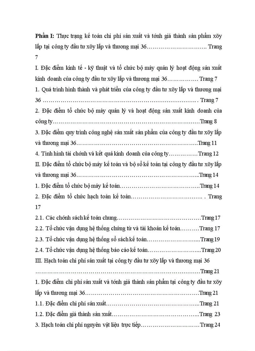 Kế toán chi phí sản xuất và tính giá thành sản phẩm xây lắp tại công ty đầu tư xây lắp và thương mại 36 1