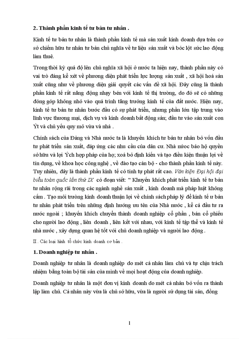 Vai trò thực trạng của kinh tế tư bản tư nhân đánh giá kinh tế tư bản tư nhân và một số phương hướng giải pháp 1