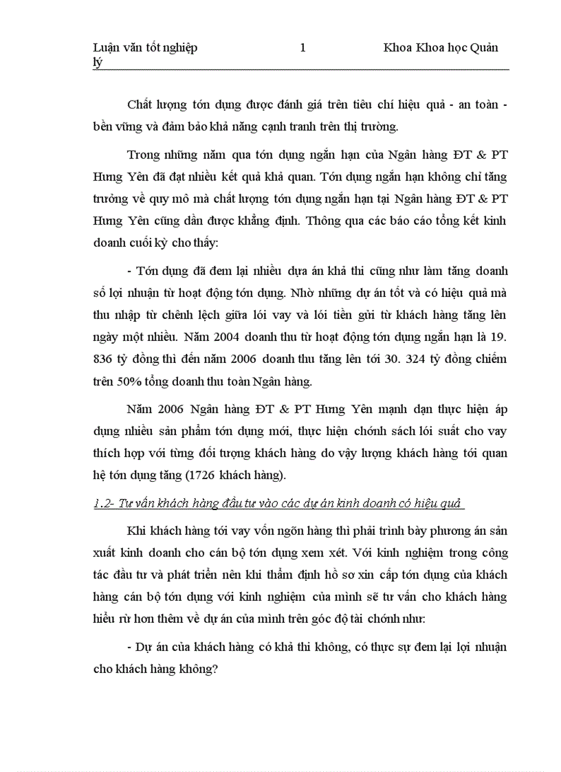 image for page Quản lý tín dụng ngắn hạn tại chi nhánh Ngân hàng Đầu tư và Phát triển Hưng Yên 1