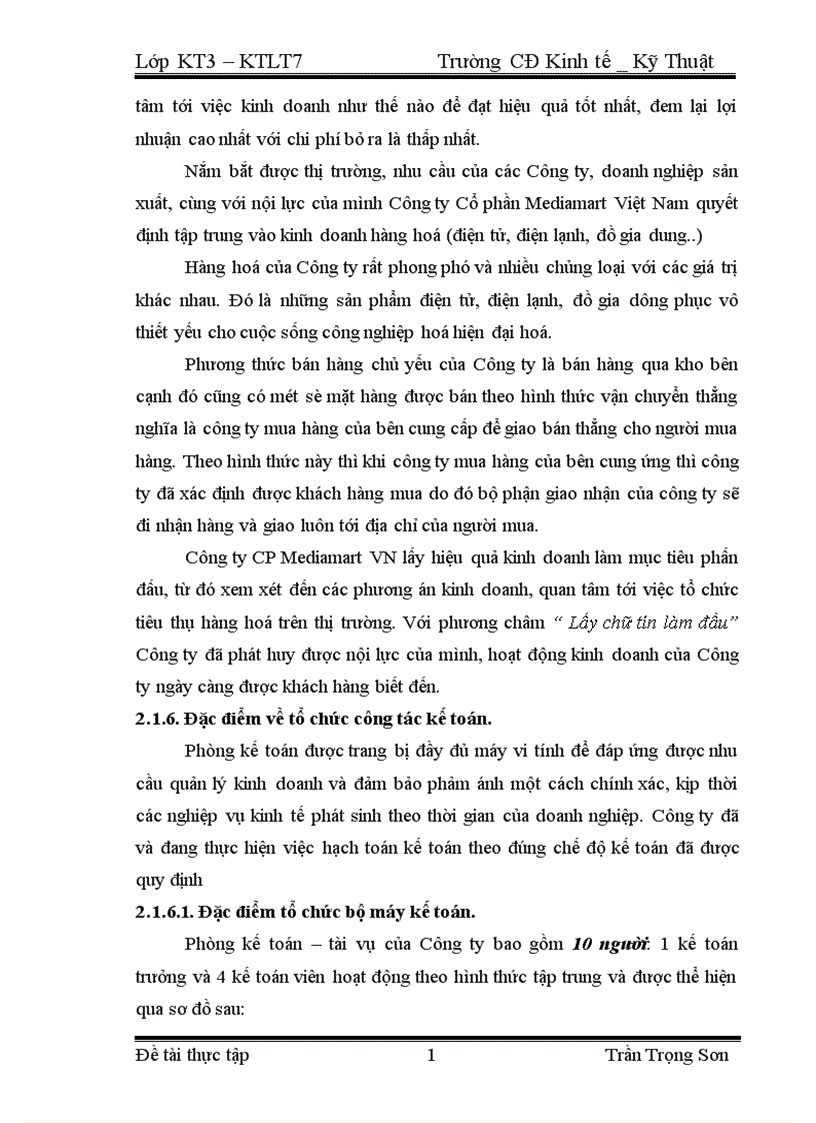 image for page Tổ chức kế toán bán hàng và xác định kết quả bán hàng ở Công ty Cụng ty CP Mediamart VN 1