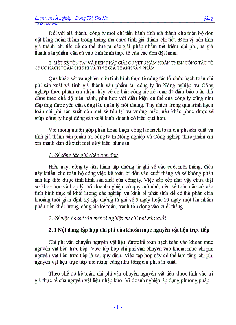 image for page Hạch toán chi phí sản xuất và tính giá thành sản phẩm tại công ty In Nông nghiệp và Công nghiệp thực phẩm 1