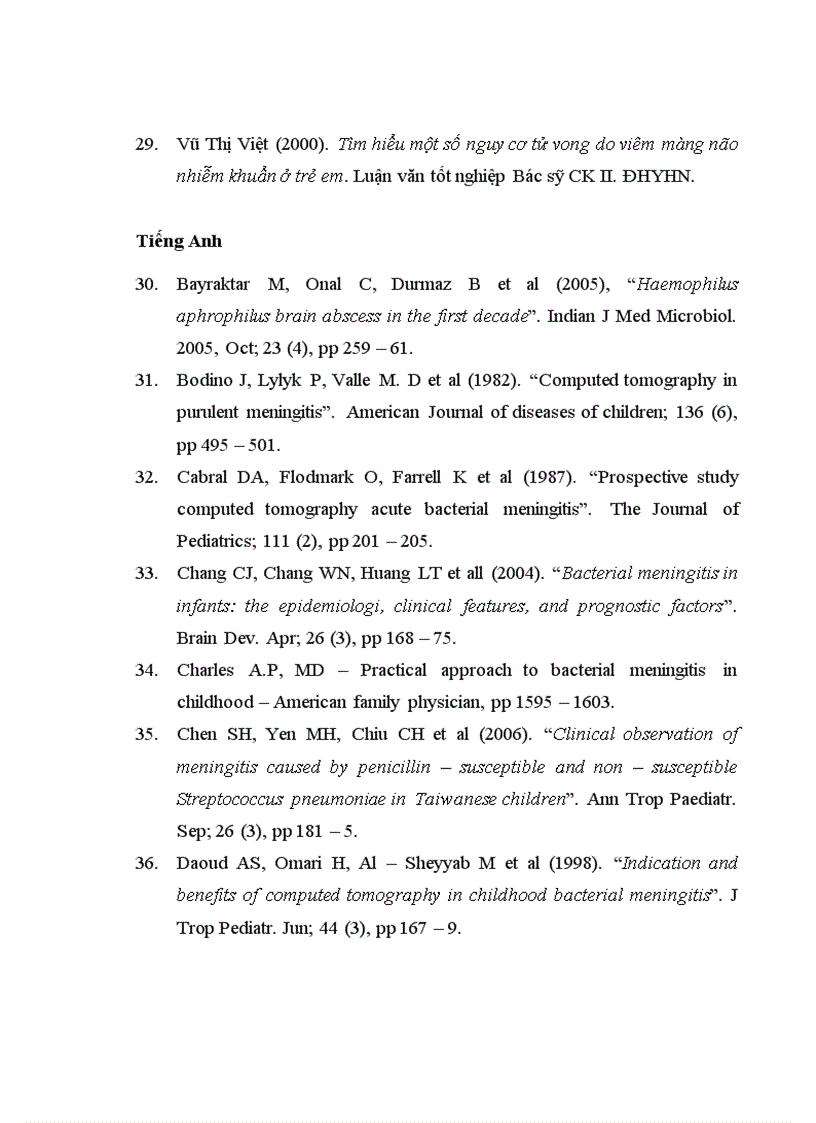 image for page Đối chiếu hình ảnh bất thường trên phim chụp cắt lớp vi tính sọ não với lâm sàng và căn nguyên bệnh viêm màng não mủ ở trẻ em