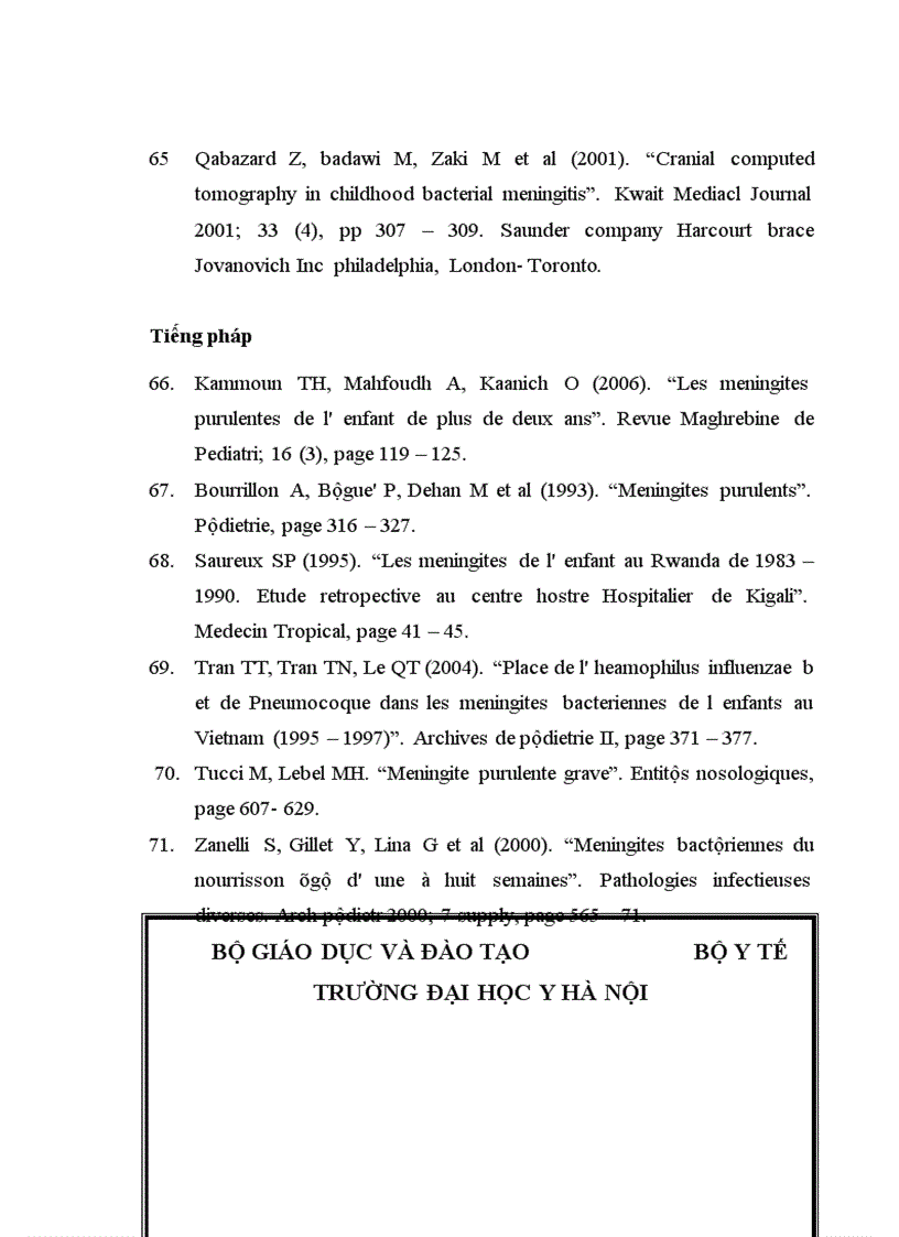 image for page Đối chiếu hình ảnh bất thường trên phim chụp cắt lớp vi tính sọ não với lâm sàng và căn nguyên bệnh viêm màng não mủ ở trẻ em