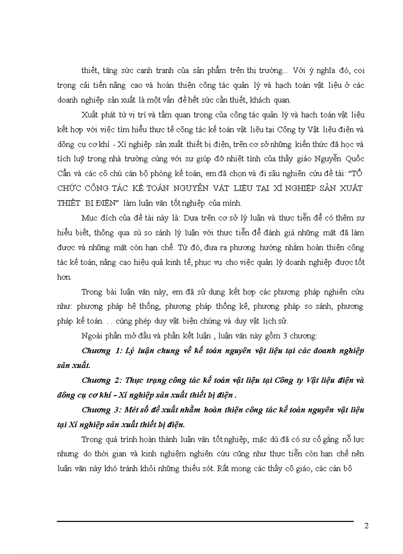 image for page Tổ chức công tác kế toán nguyên vật liệu tại Xí nghiệp sản xuất thiết bị điện 1