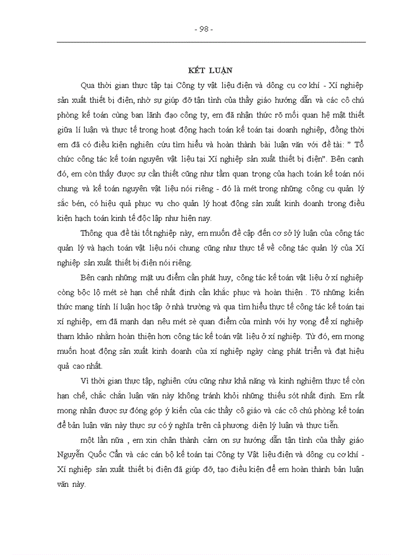 image for page Tổ chức công tác kế toán nguyên vật liệu tại Xí nghiệp sản xuất thiết bị điện 1