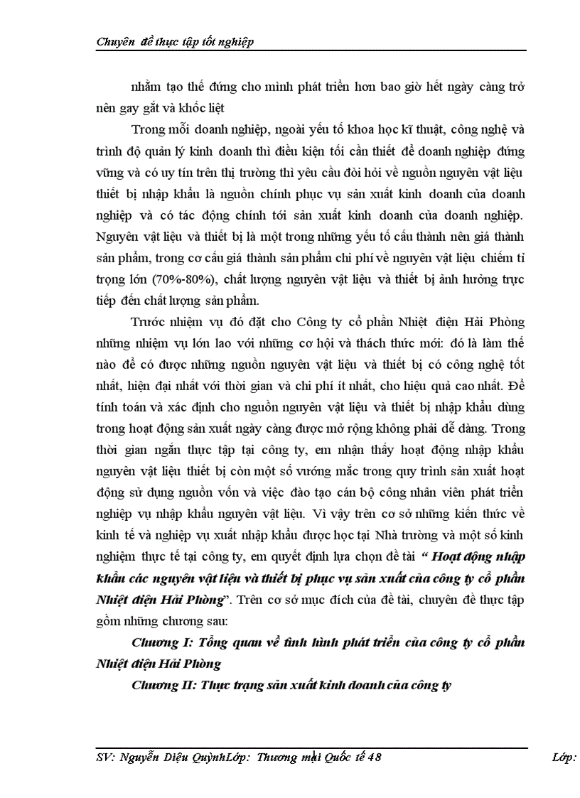 image for page Hoạt động nhập khẩu các nguyên vật liệu và thiết bị phục vụ sản xuất của công ty cổ phần Nhiệt điện Hải Phòng