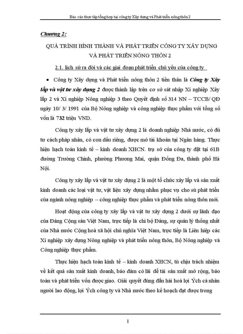 image for page Báo cáo thực tập tổng hợp tại Công ty Xây dựng và phát triển nông thôn 2
