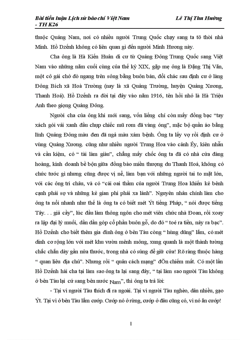 image for page Bài tiểu luận Lịch sử báo chí Việt Nam