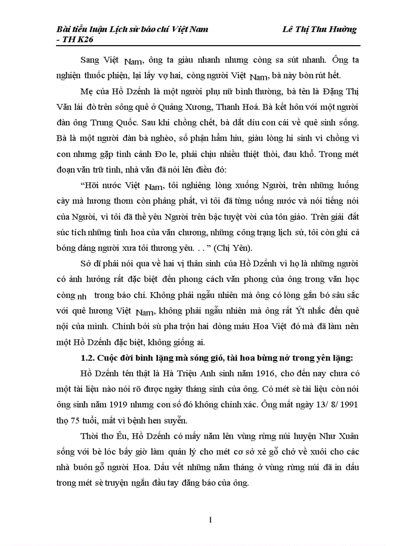 image for page Bài tiểu luận Lịch sử báo chí Việt Nam