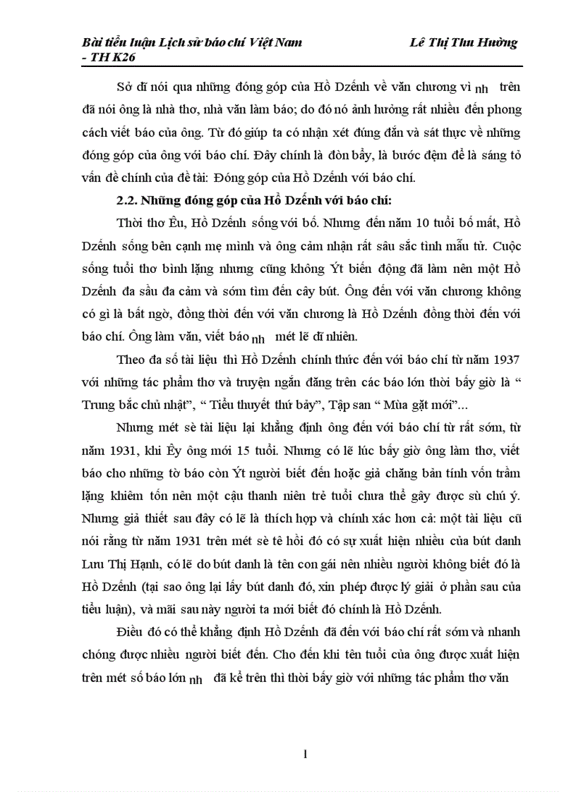 image for page Bài tiểu luận Lịch sử báo chí Việt Nam