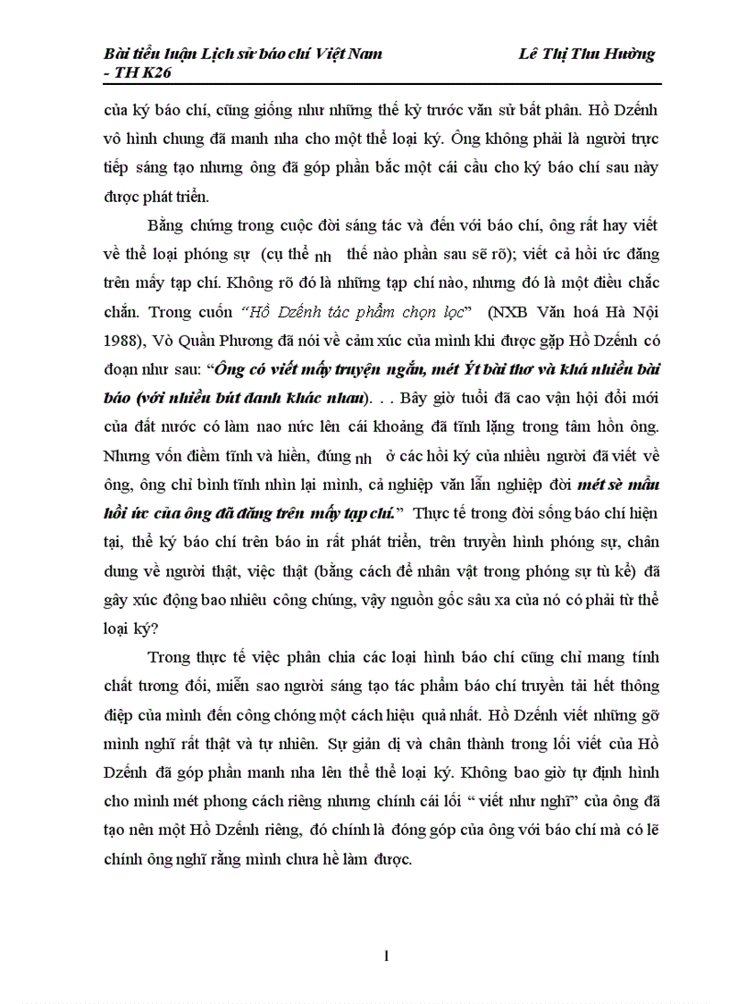 image for page Bài tiểu luận Lịch sử báo chí Việt Nam