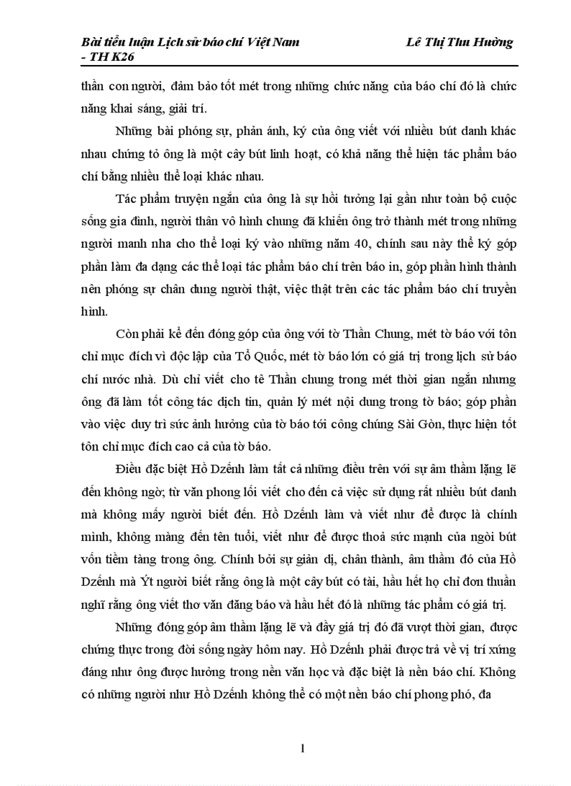 image for page Bài tiểu luận Lịch sử báo chí Việt Nam