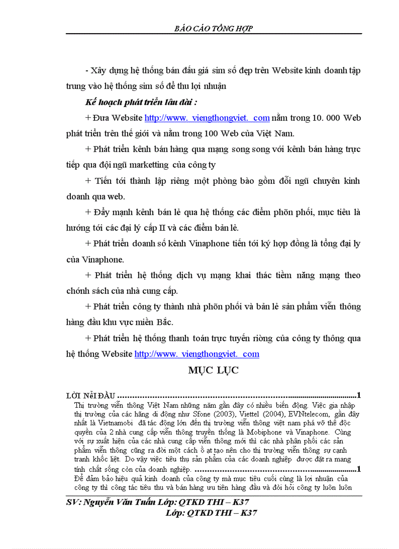 image for page Báo cáo thực tập tại Công ty cổ phần điện tử viễn thông Việt