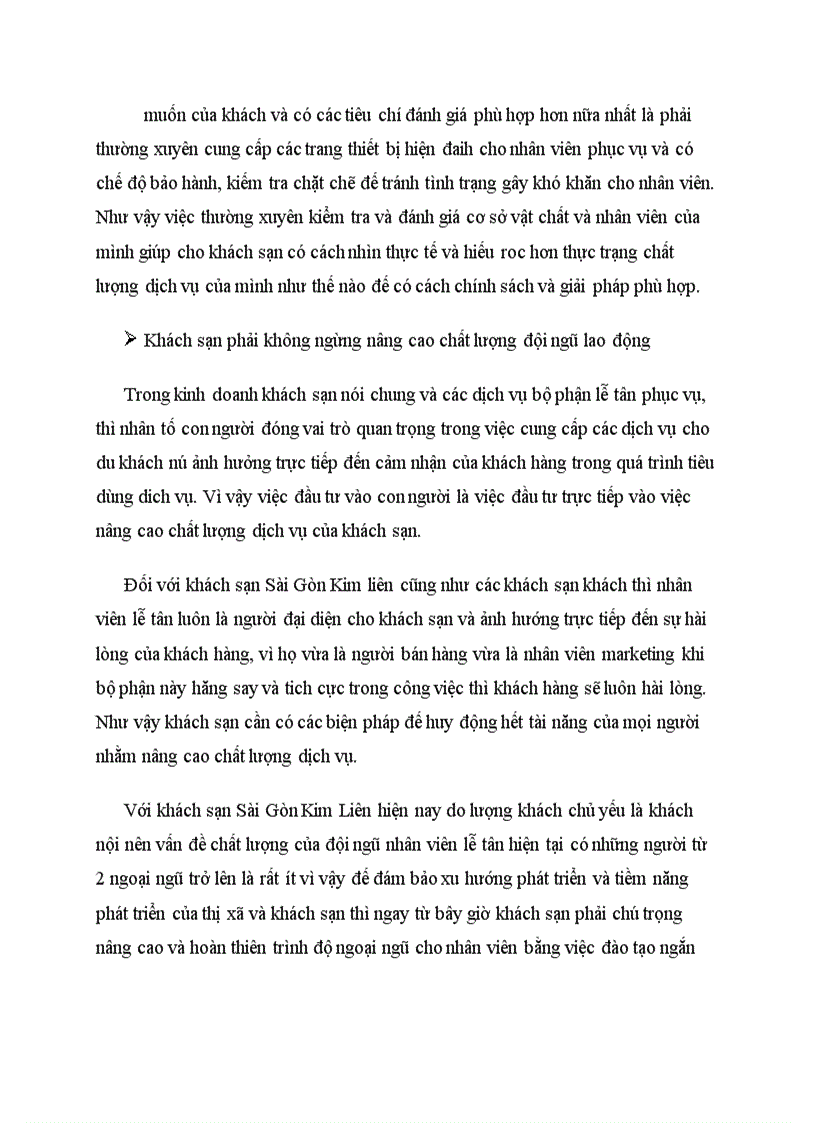 image for page Một số giải pháp nâng cao chất lượng dịch vụ của bộ phận lễ tân trong khách sạn Sài Gòn Kim Liên Resort