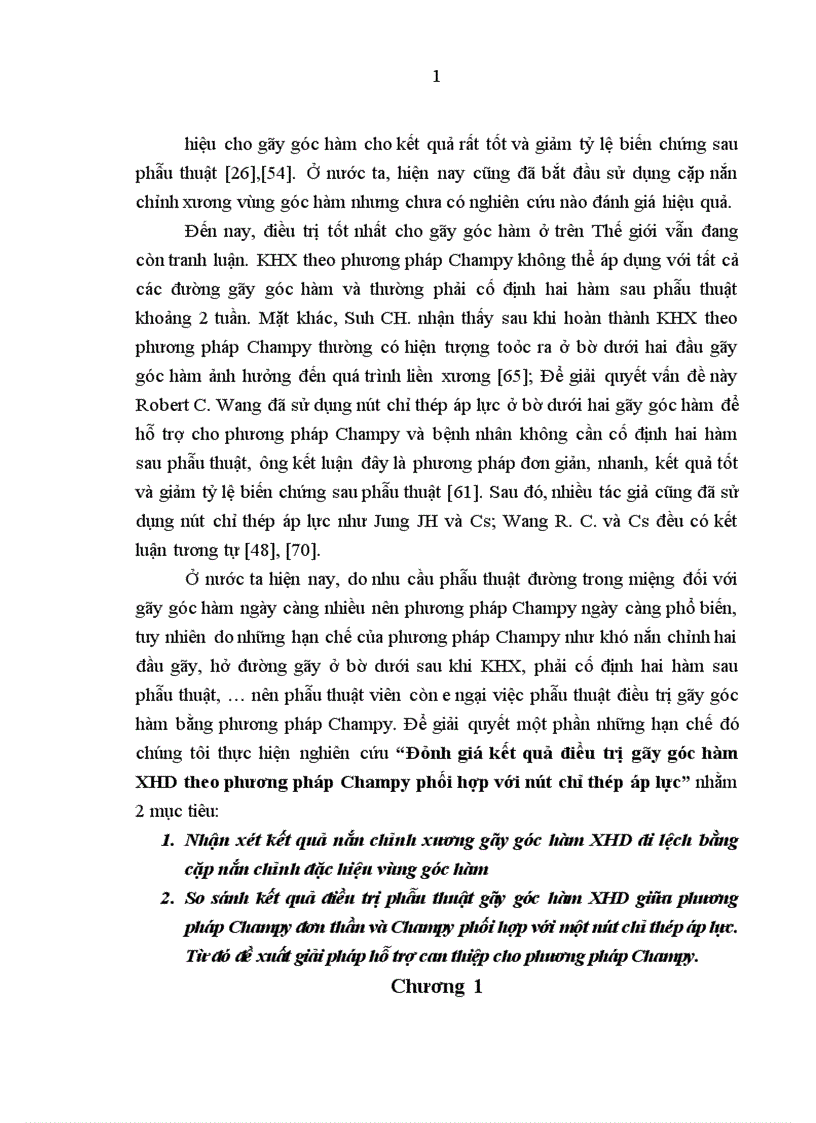 Đánh giá kết quả điều trị gãy góc hàm XHD theo phương pháp Champy phối hợp với nút chỉ thép áp lực 1