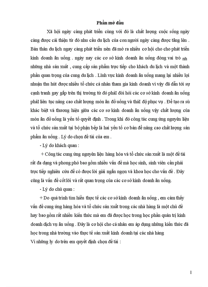 image for page Nghiên cứu và khảo sát công tác cung ứng nguyên liệu và tổ chức sản xuất sản phẩm tại bộ phận bếp của một số cơ sở
