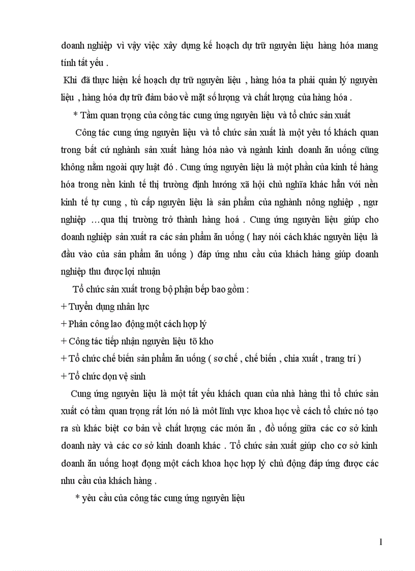 image for page Nghiên cứu và khảo sát công tác cung ứng nguyên liệu và tổ chức sản xuất sản phẩm tại bộ phận bếp của một số cơ sở