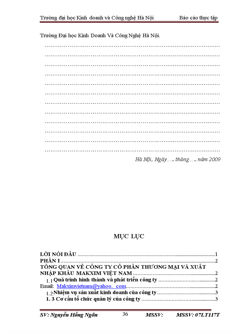 image for page Báo cáo thực tập tổng hợp tại công ty cổ phần thương mại và xuất nhập khẩu Makxim Việt Nam