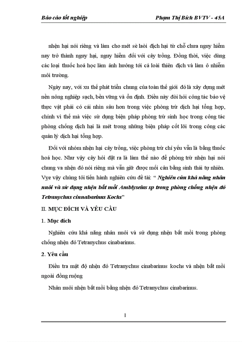 image for page Nghiên cứu khả năng nhân nuôi và sử dụng nhện bắt mồi Amblyseius sp trong phòng chống nhện đỏ Tetranychus cinnabarinus Kochs